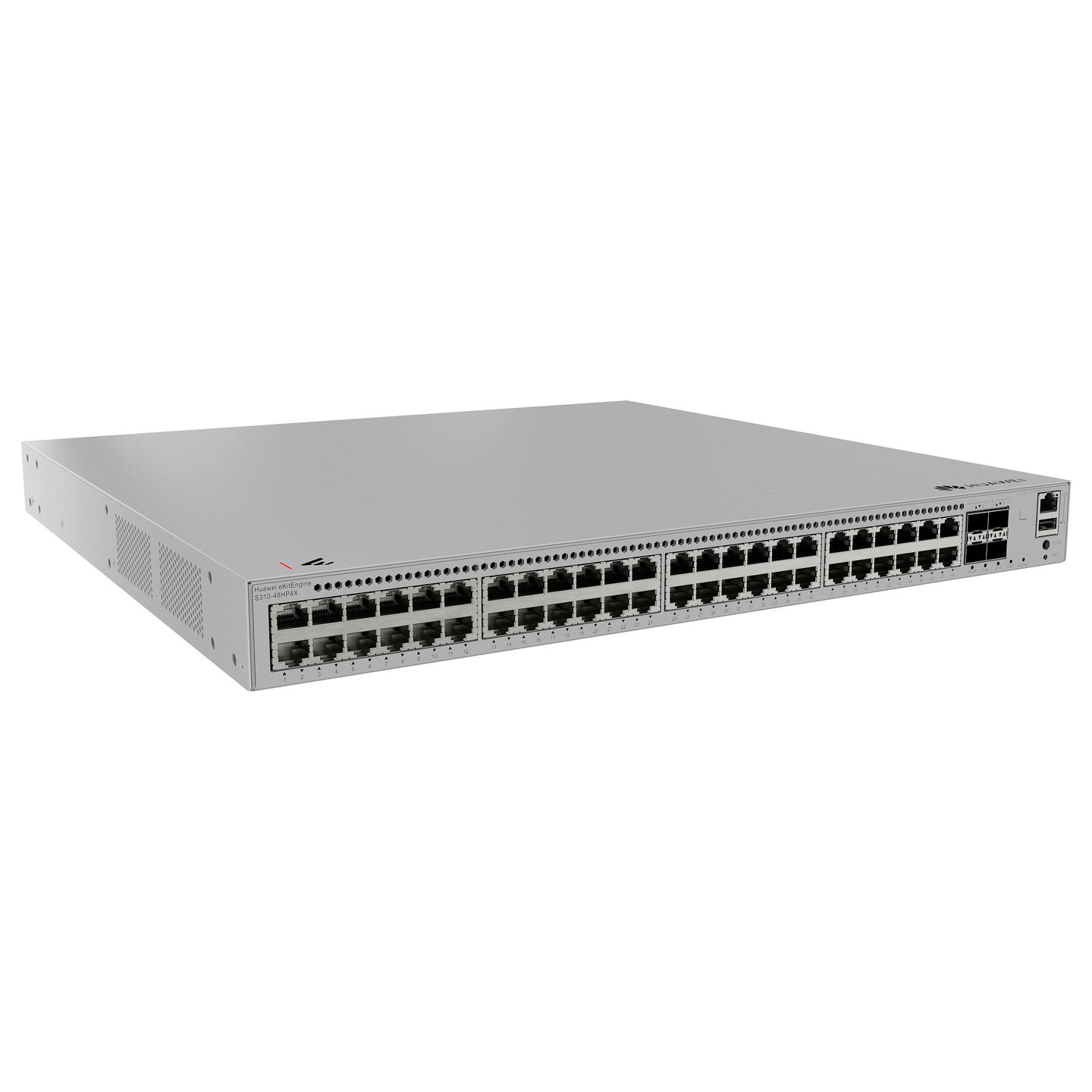 Switch Huawei eKitEngine S310-48HP4X, 48x Gigabit Ethernet RJ45 PoE+, 4x 10G SFP+, PoE 846W, 176Gbps, Layer 2 Managed, Rack 1U - Hiri