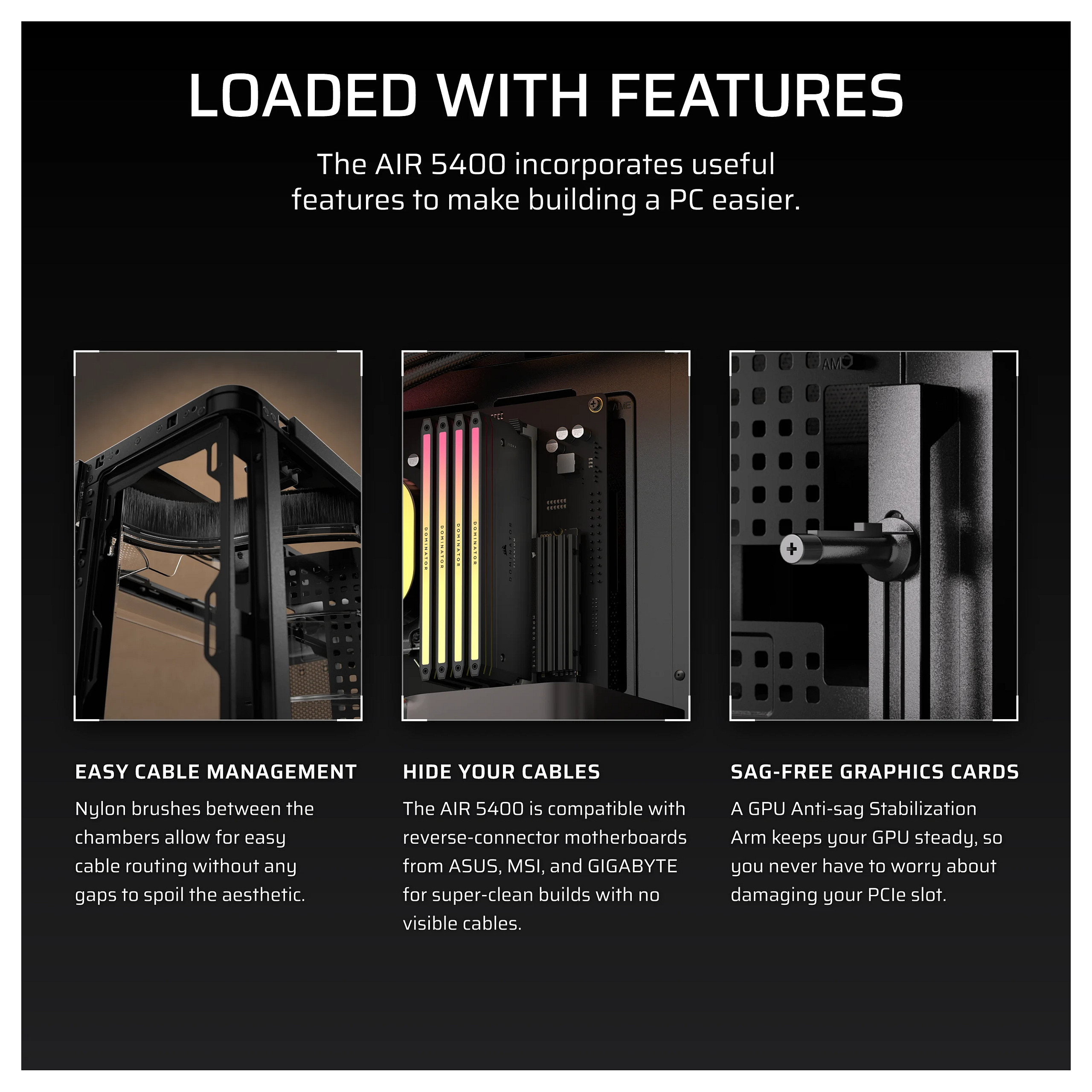 Kasë PC Corsair AIR 5400 LX-R RGB iCUE LINK / Midi Tower / E-ATX + ATX / 3x 120mm LX-R RGB Fan / Tempered Glass - Zezë - 12