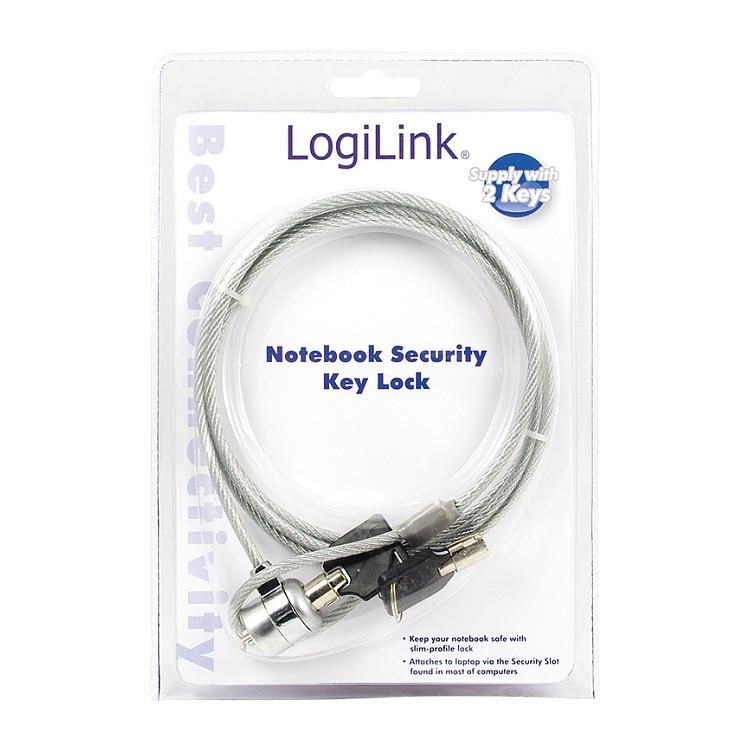 Bravë Sigurie për Laptop LogiLink NBS003, Kabllo Çeliku 1.5m, Kyçje me Çelës, 2 Çelësa - Argjend - 2