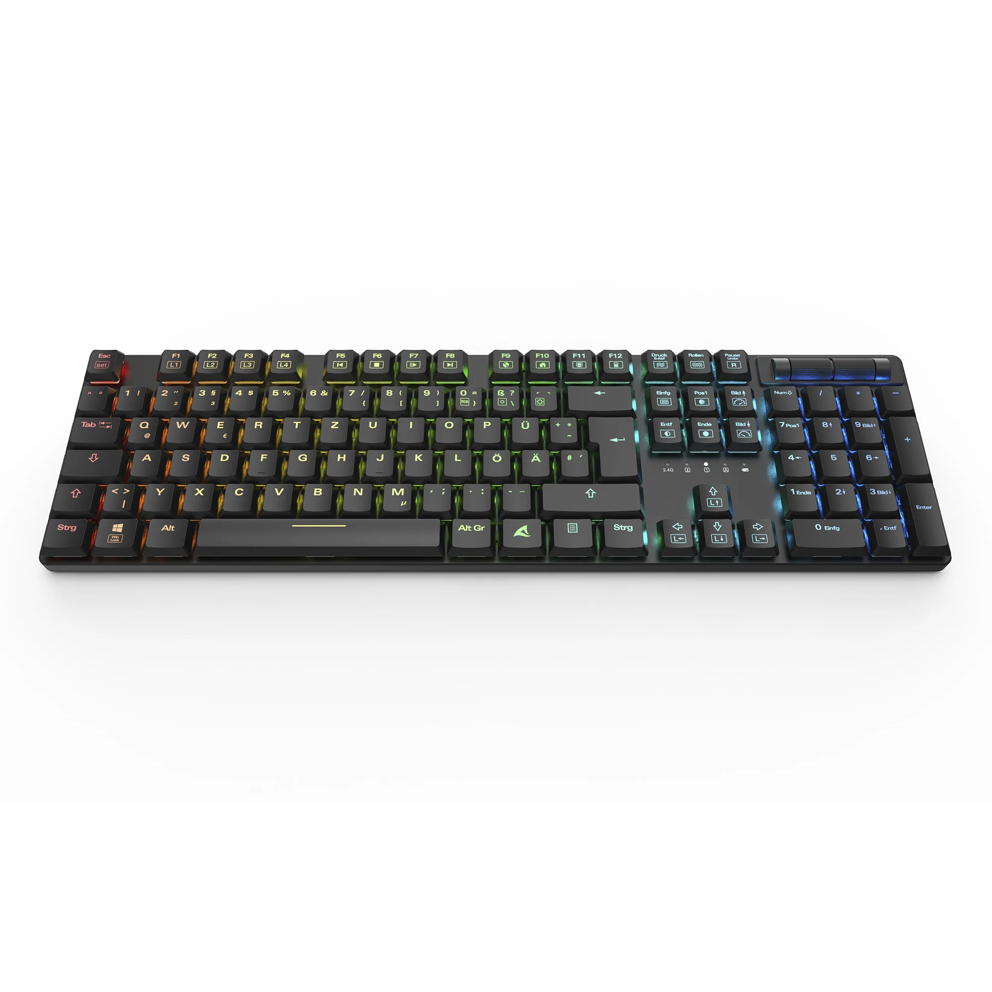 Tastierë Gaming Sharkoon PureWriter W100 / Wired / 105 Keys / Huano Linear Silent / USB-C + 2.4 GHz Wireless / RGB - Zezë