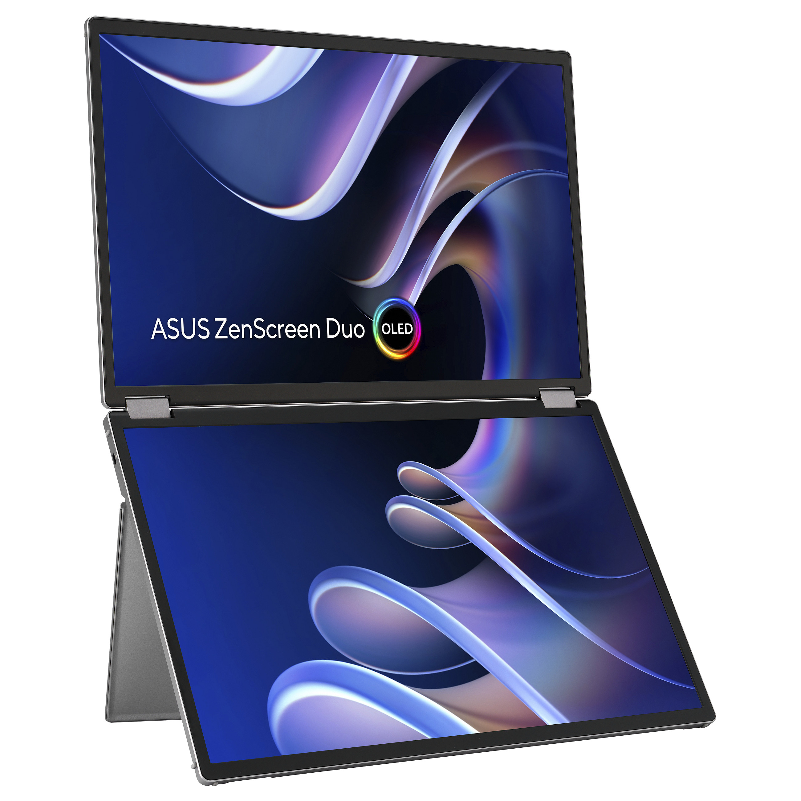 Monitor ASUS ZenScreen Duo OLED MQ149CD / 14″ x2 / WUXGA OLED / 60Hz / 1ms / 2× USB-C + Mini-HDMI - Argjendi - 1