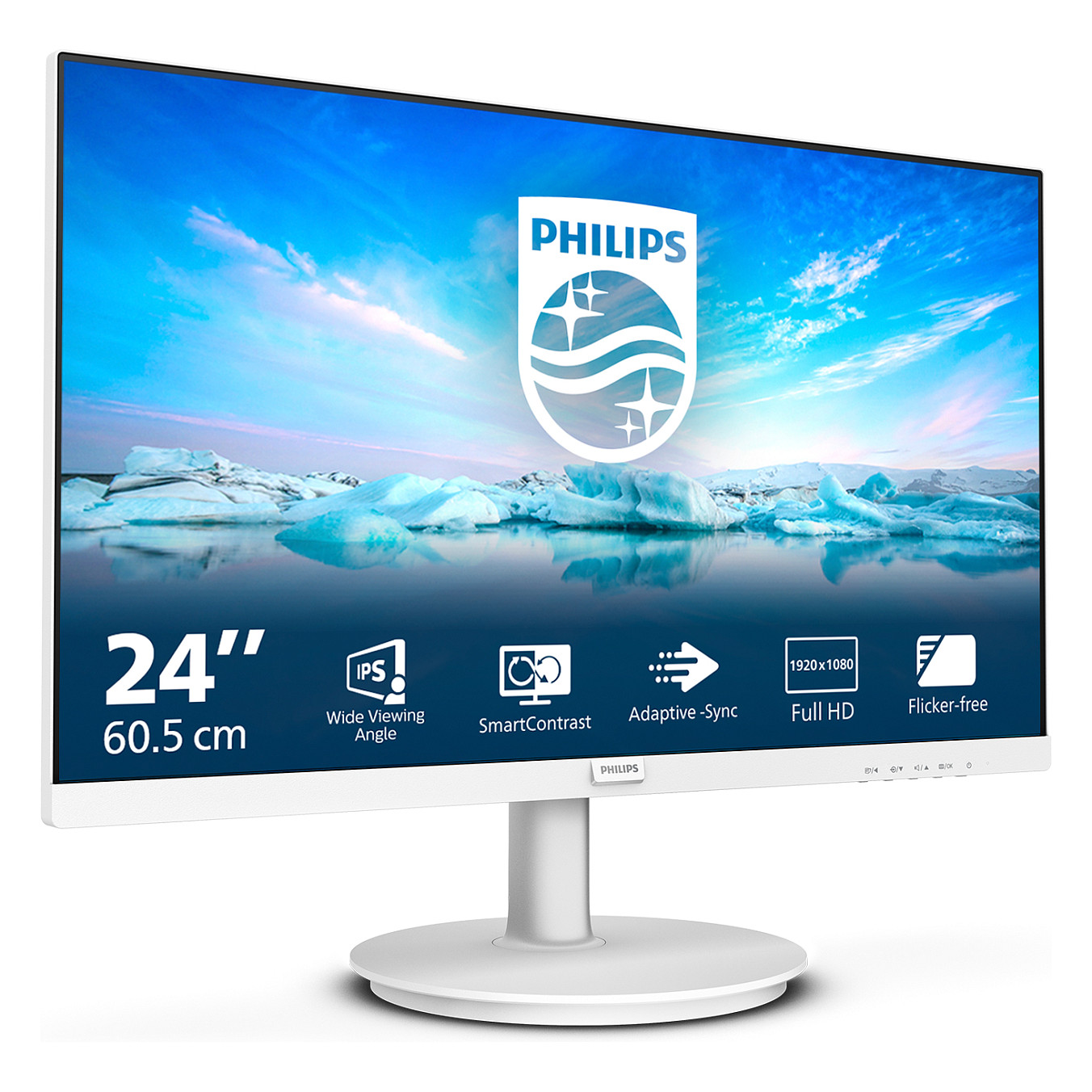 Monitor Philips 241V8AW / 23.8″ / FHD IPS LCD / 75Hz / 4ms / HDMI + VGA - Bardhë - 2