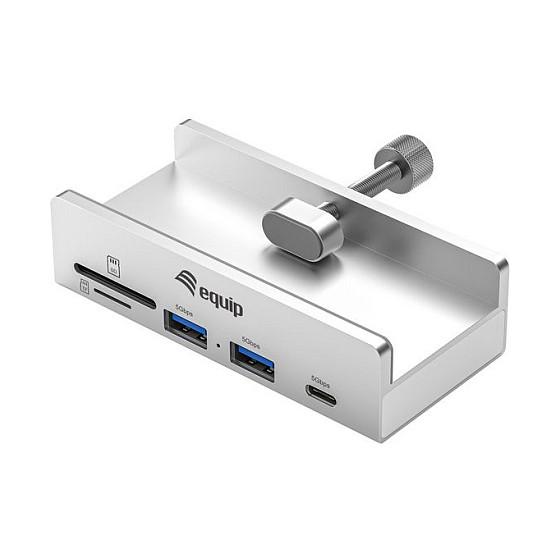 Hub Equip 128968, 2x USB-A, 1x USB-C, SD, microSD, USB 3.2 Gen 1, 5Gbps - Gri - 1
