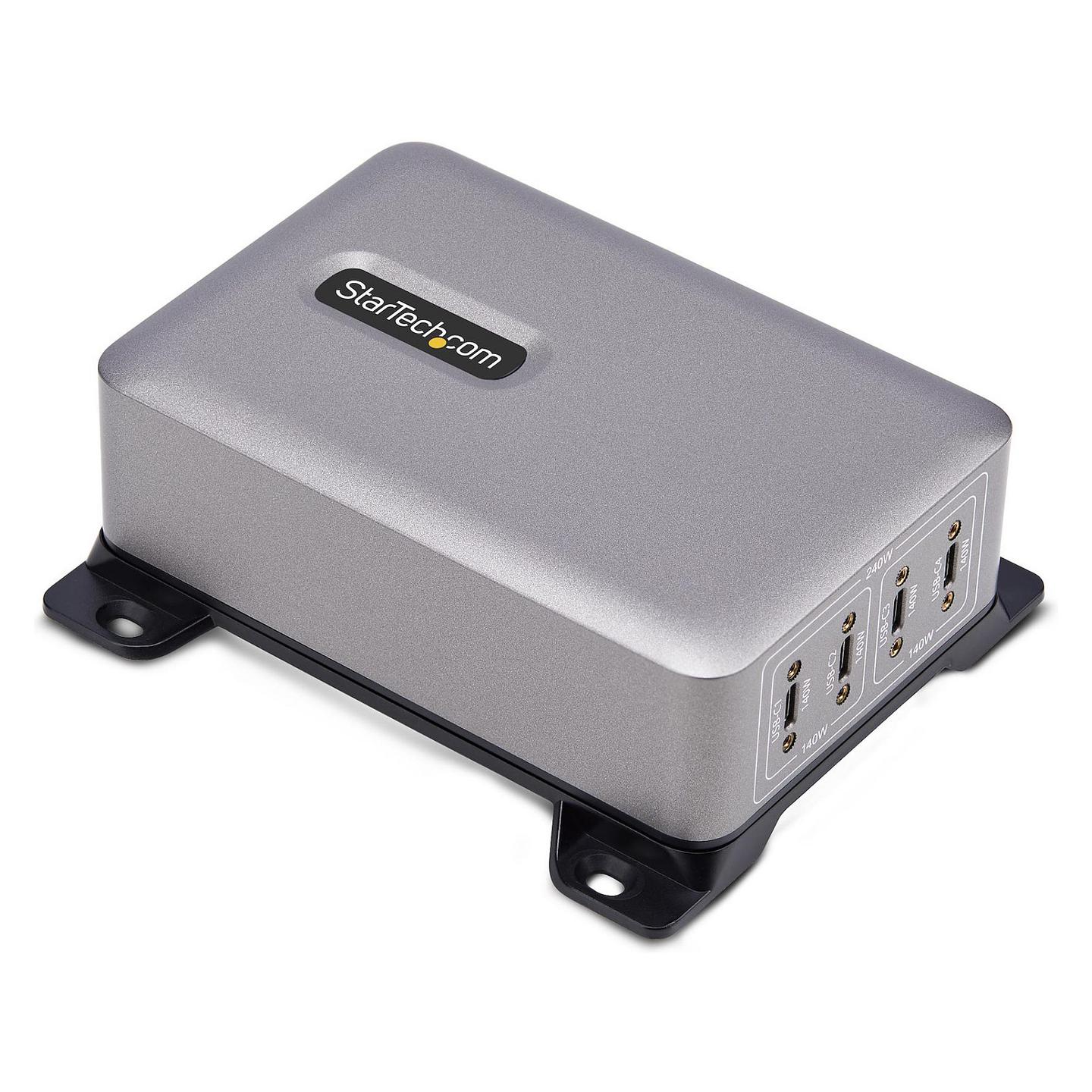 Karikues USB-C StarTech.com 424DEU-USB-C-CHARGER, 240W, 4x USB-C, 140W EPR, Power Delivery 3.1, GaN - Gri