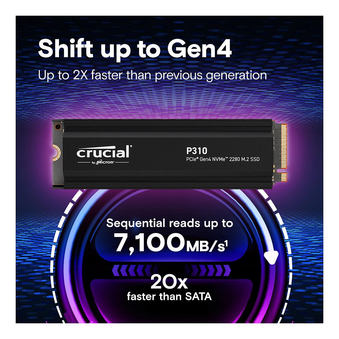 SSD e Brendshme Crucial P310 / 4TB / M.2 2280 / PCIe 4.0 x4 / 7100MB/s Read / 6000MB/s Write - 2