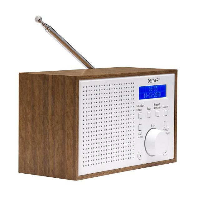 Radio Denver DAB-46WHITE, DAB+, FM, 2 W RMS, Ekran LCD, Antenë e jashtme, Bateri AA - Kafe, bardhë - 2