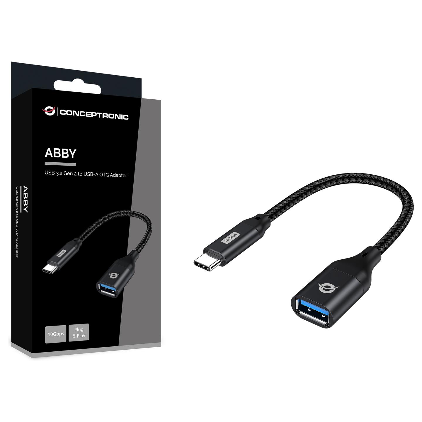 Adapter Conceptronic ABBY18B, USB-C Mashkull në USB-A Femër, USB 3.2 Gen 2, 10Gbps, 0.15m - Zezë - 2