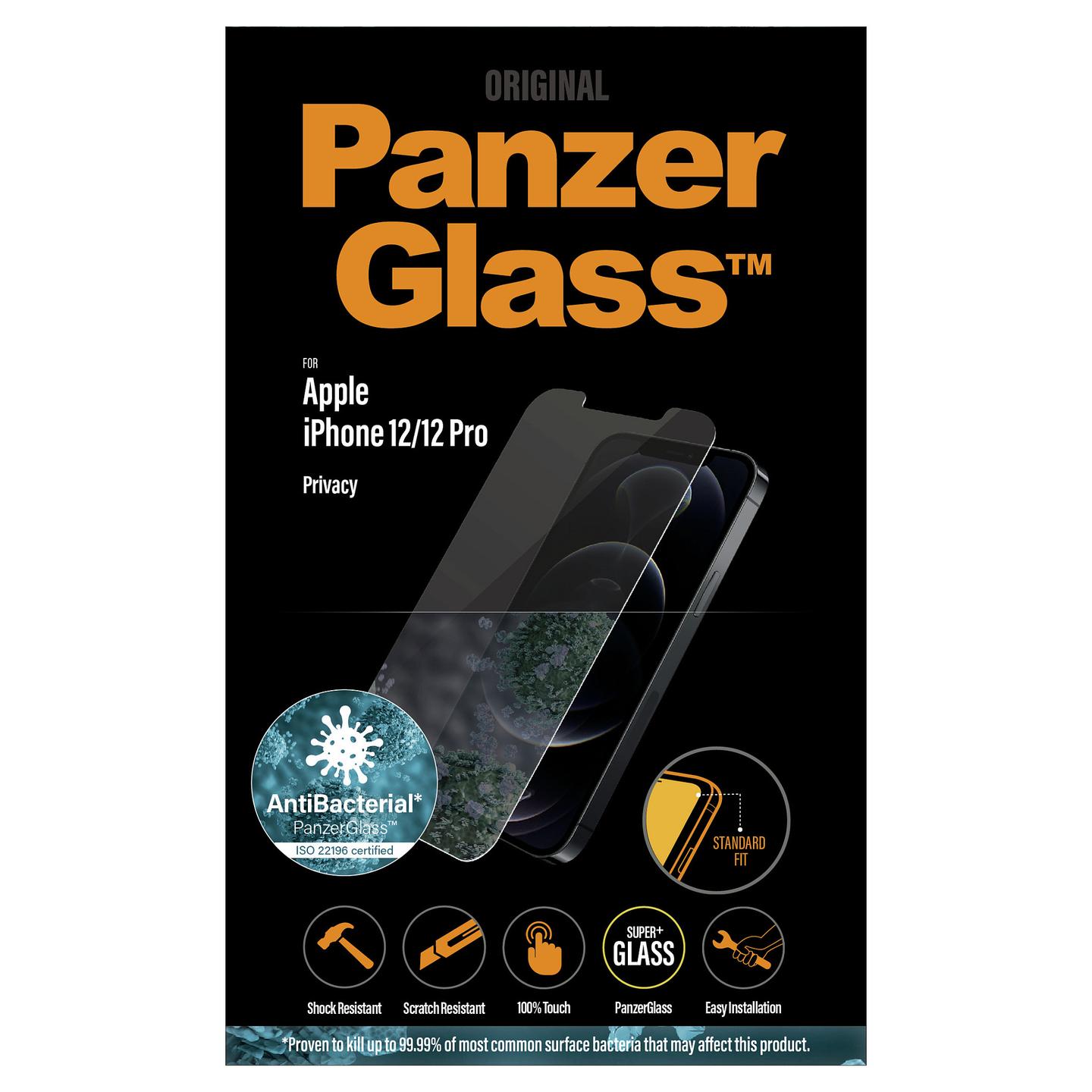 Mbrojtës të Ekranit PanzerGlass Privacy, iPhone 12 / 12 Pro, Standard Fit, Anti-Fingerprint, Antibakterial - 2