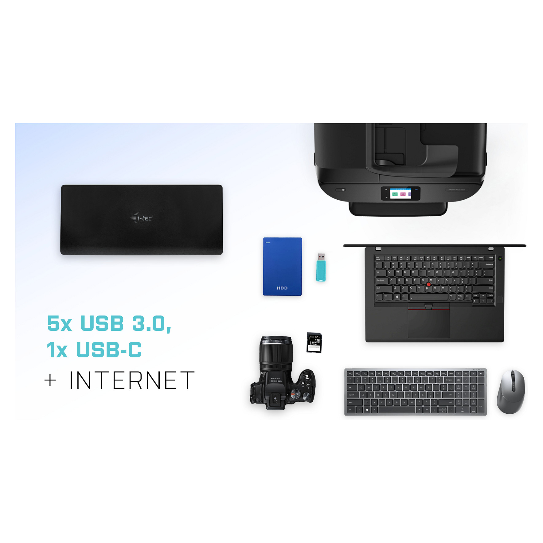 Docking Station I-TEC USB-C / Quattro Display / 4x 4K / HDMI & DisplayPort / PD / LAN / USB - Metalik - 15