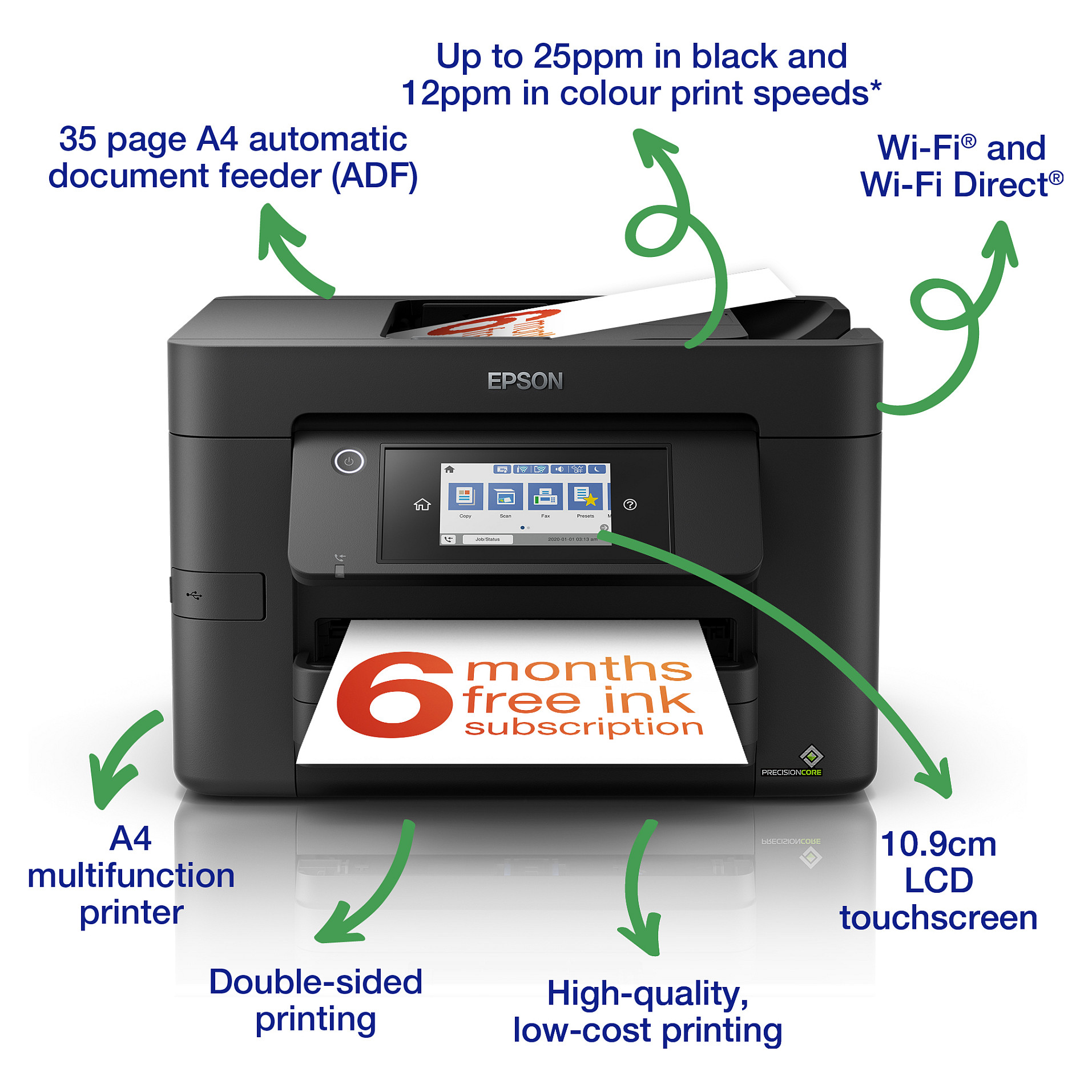 Printer Multifunksional Epson WorkForce Pro WF-4820DWF A4 Color Inkjet - Zezë - 3