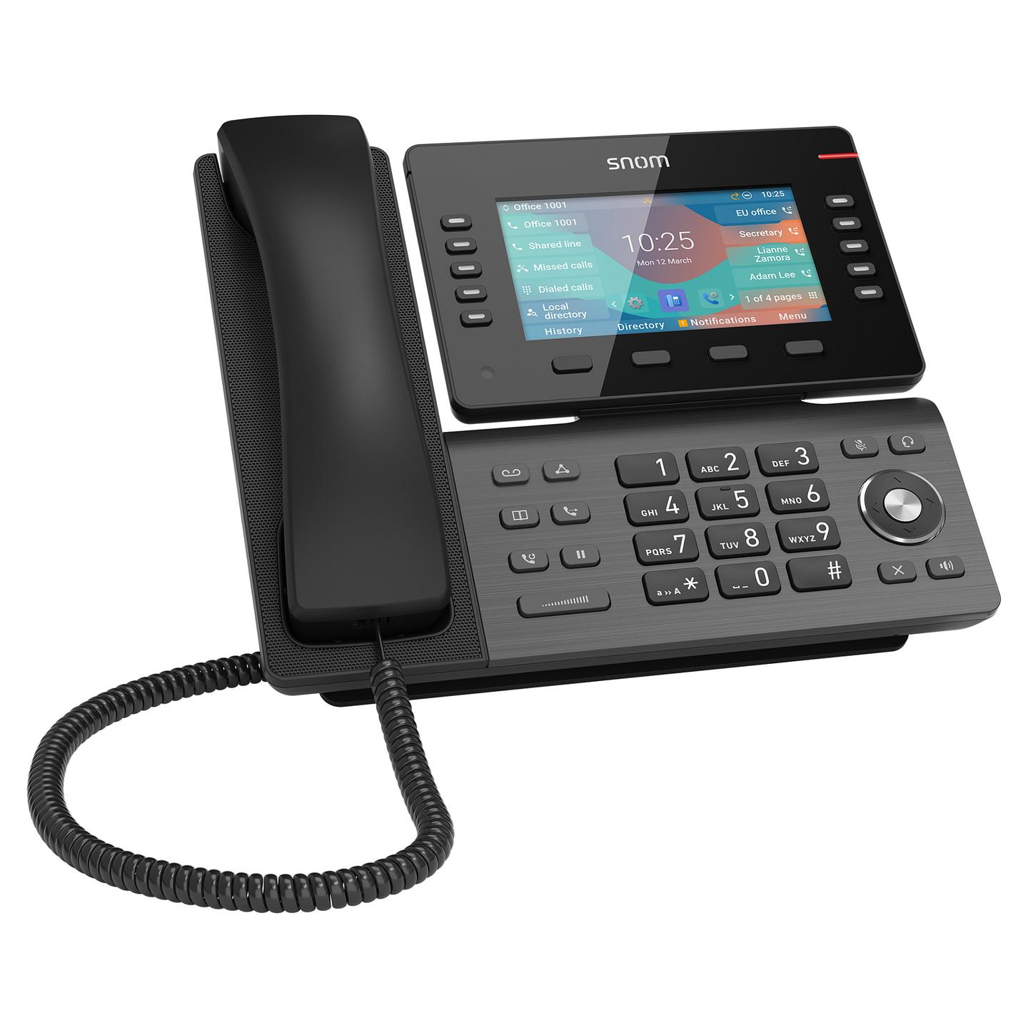 Telefon VoIP Snom D865 / 00004536 / SIP / Ekran IPS 5" / Wi-Fi / Bluetooth 5.0 / 2x USB 2.0 / Gigabit Ethernet / PoE / 10 Taste të Programueshme – Zezë