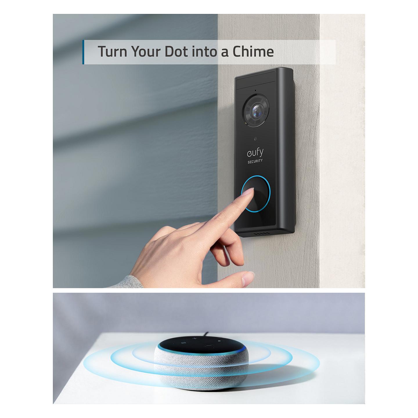 Kamerë Zile për Derë eufy Security Video Doorbell 2K, 2K, 160°, Wi-Fi, Audio 2-Kahëshe, Night Vision 5m, Bateri, IP65, HomeBase - Zezë/Bardhë - 5