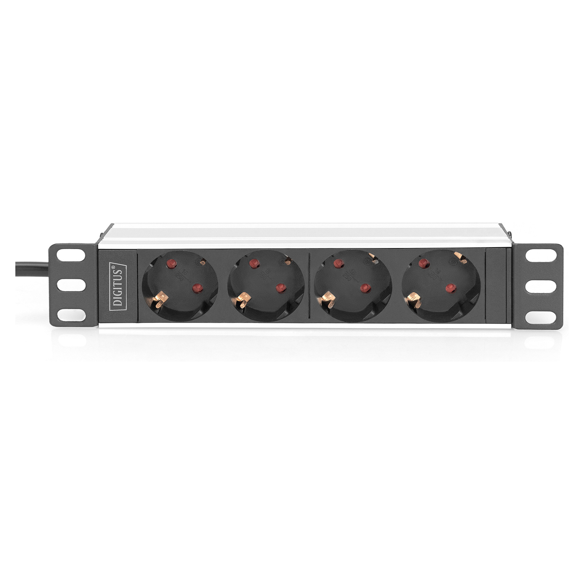 DIGITUS DN-95418 – Zgjatues Rryme Rack 10", 4 Priza, 16A, 4000W, 1U, Profil Alumini – E Zezë - 2