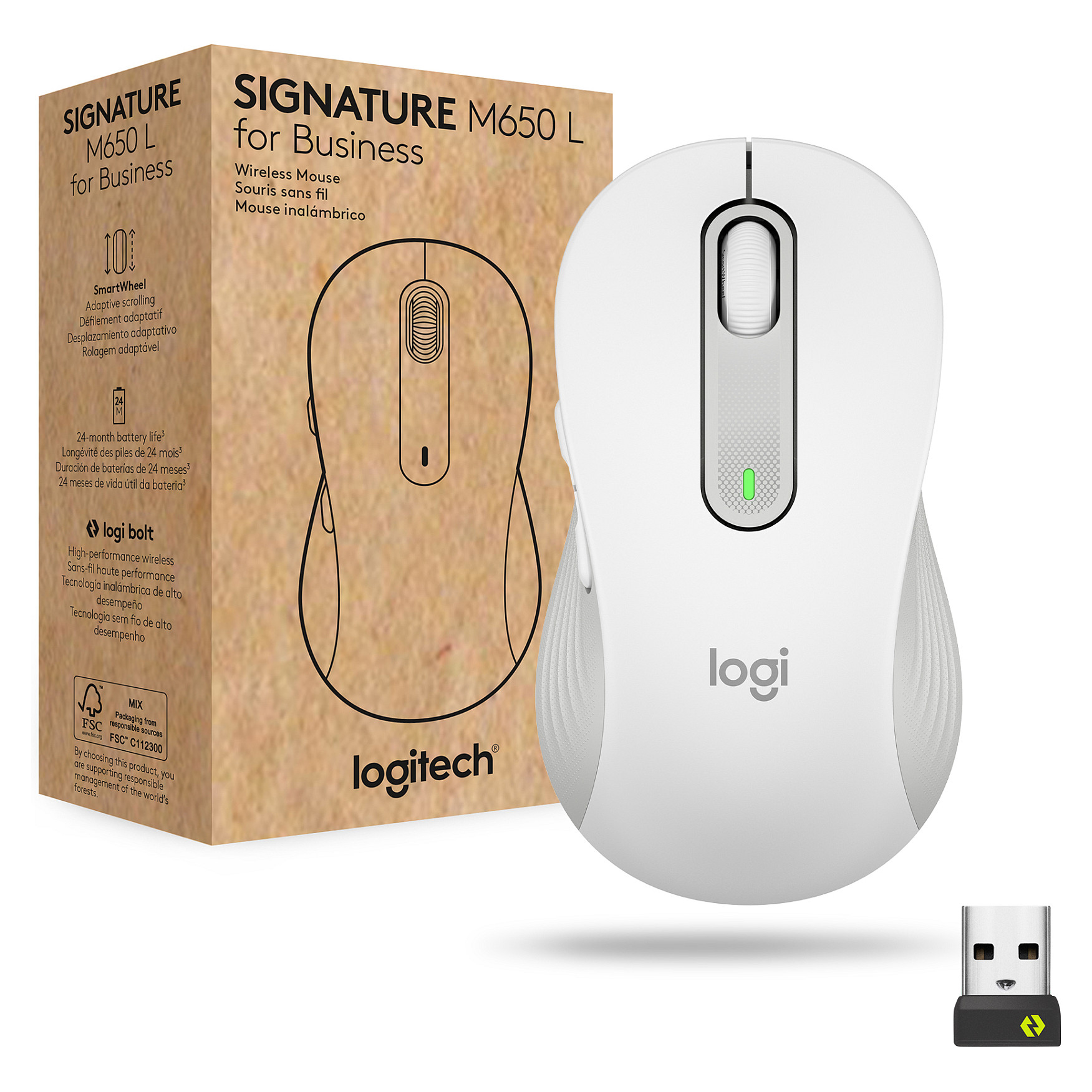 Maus Pa Kabllo Logitech Signature M650 L for Business - Bardhë - 7