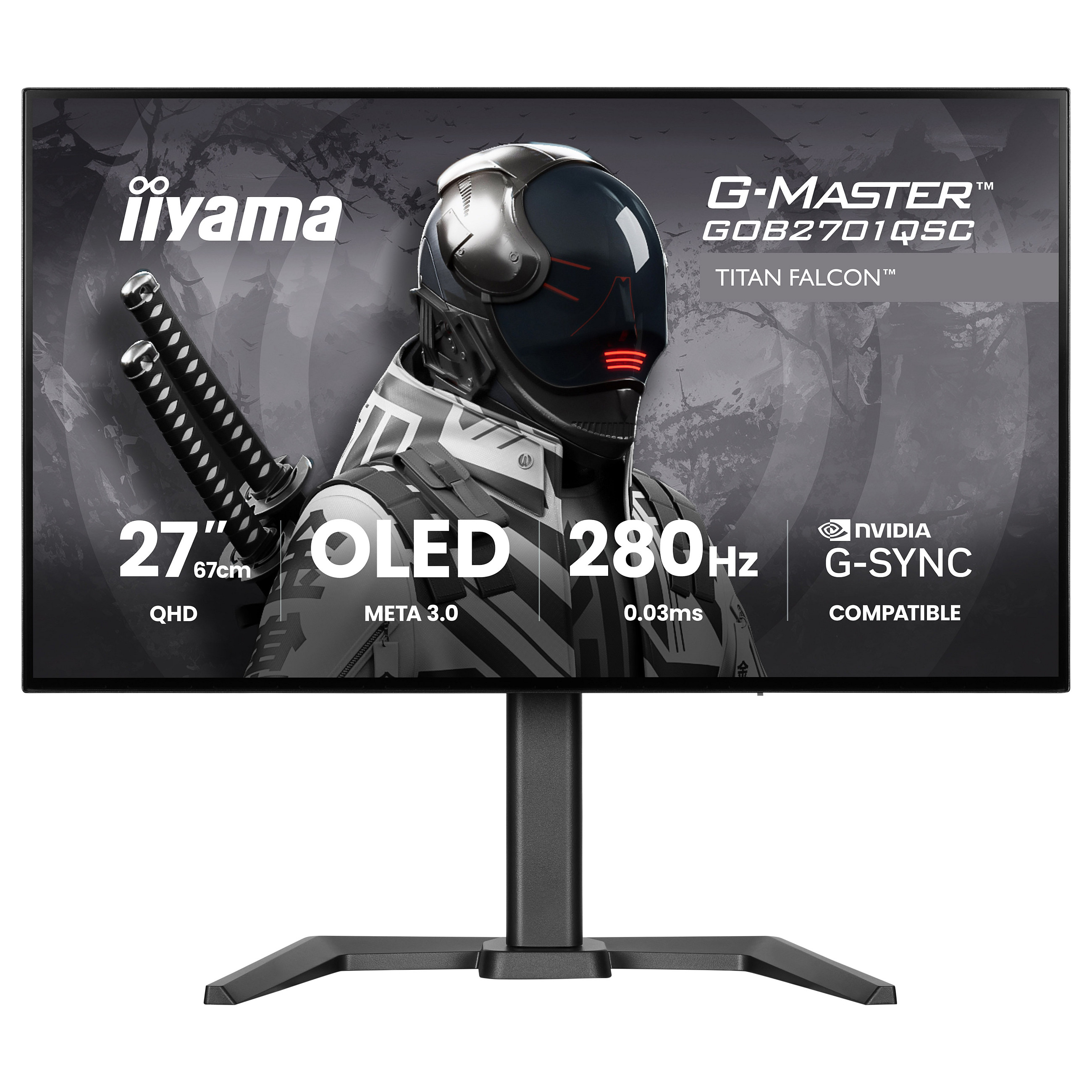 Monitor Gaming iiyama G-MASTER GOB2701QSC-B1 / 27" / QHD OLED / 280Hz / 0.03ms / HDMI+DisplayPort+USB-C - Zezë