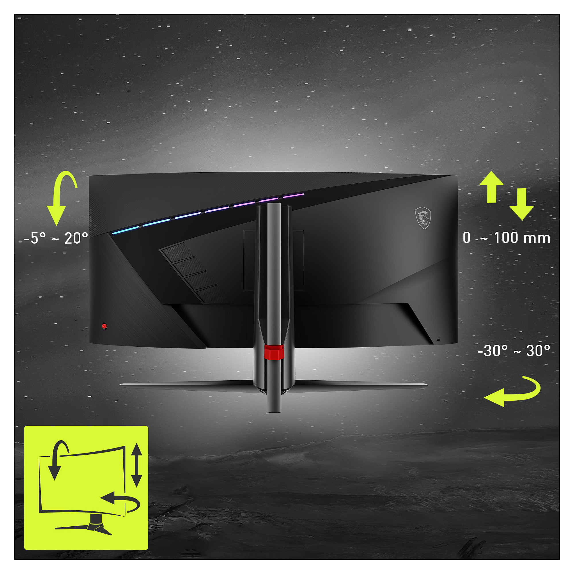 Monitor Gaming MSI MAG 345CQRDE / 34" / UWQHD VA / 180Hz / 1ms / HDMI+DisplayPort - Zezë - 13