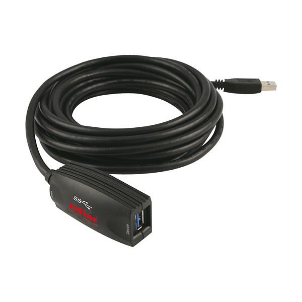 Kabllo USB ROLINE 12.04.1096, USB-A Mashkull në USB-A Femër, 5m, USB 3.0, 5Gbps, Active Repeater - Zezë - 3