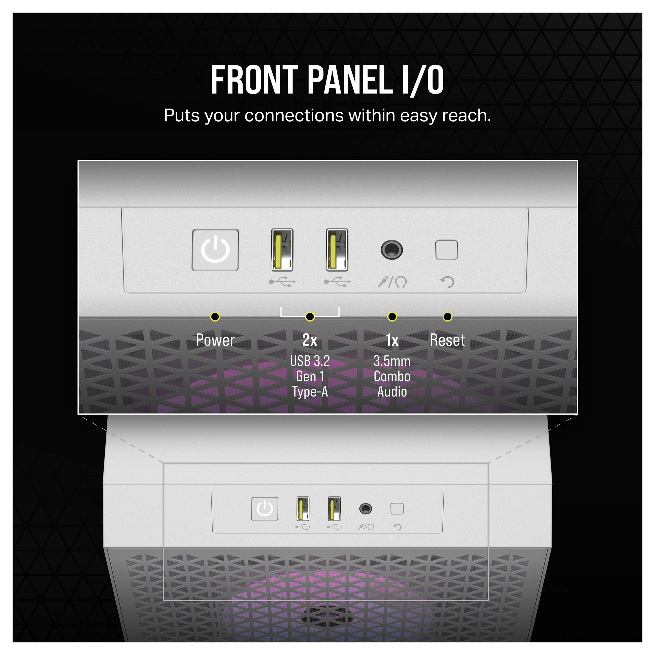 Kasë Corsair 3000D RGB Airflow White Midi Tower ATX Gaming Case – Bardhë - 15