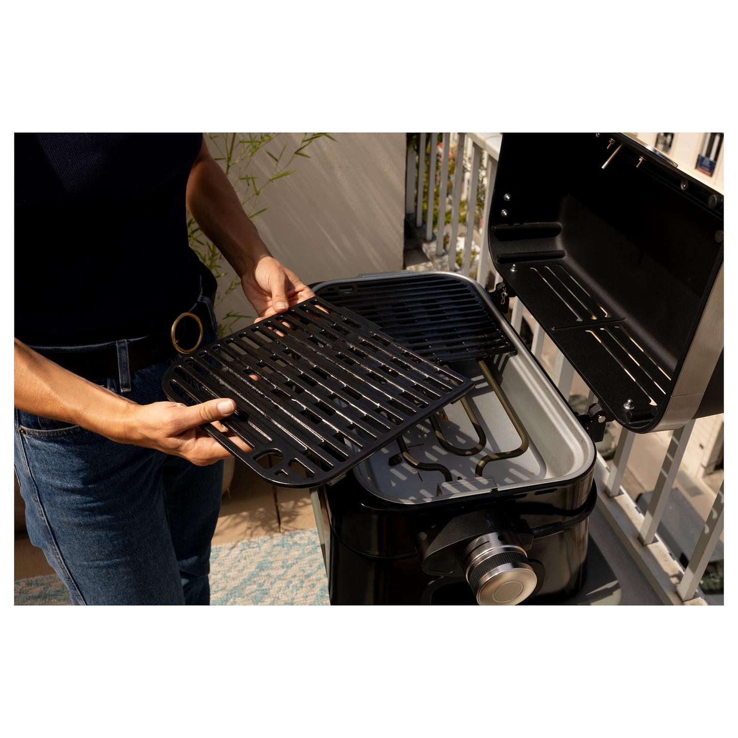 Grill Elektrik CAMPINGAZ Attitude 2GO Electric, 2.2kW, 48x26cm, Gize e Emajlur, Termometër - Zezë - 7