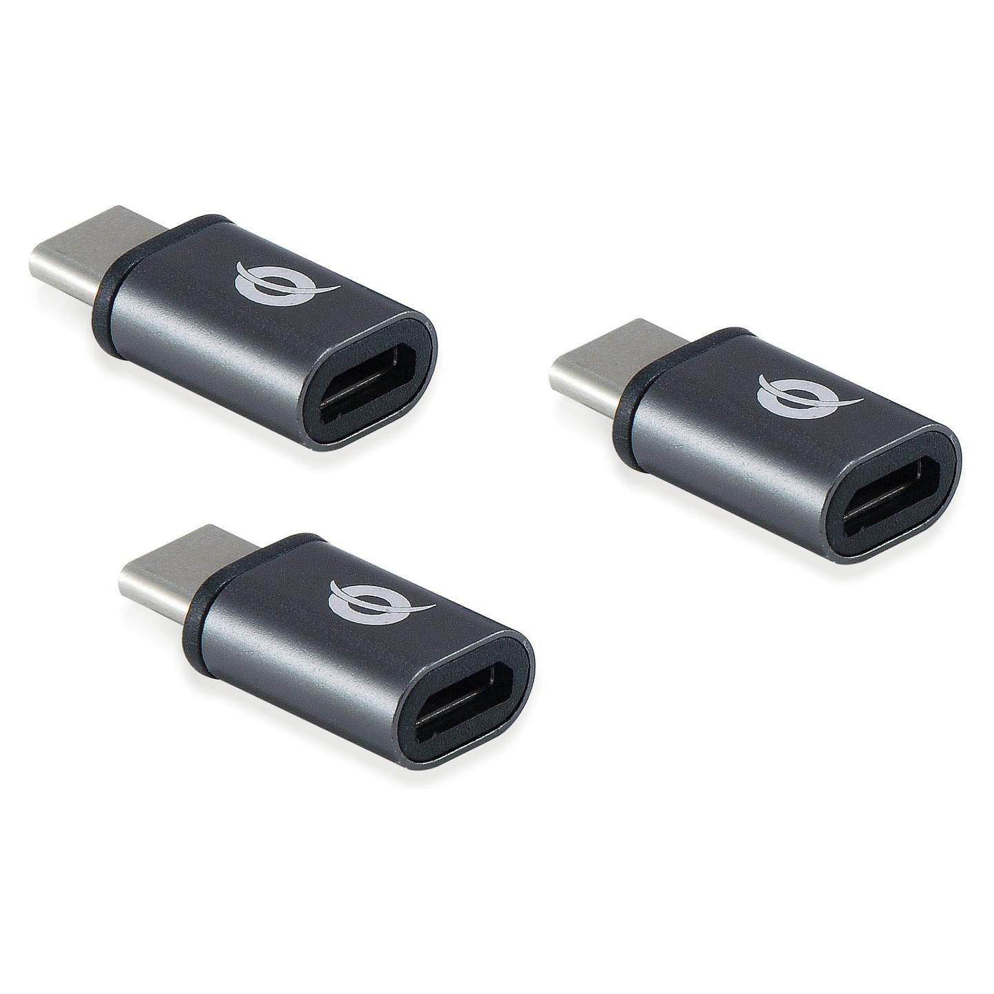 Adapter Conceptronic DONN05G, USB-C Mashkull në Micro USB Femër, USB 2.0, 480Mbps, 3 copë - Gri