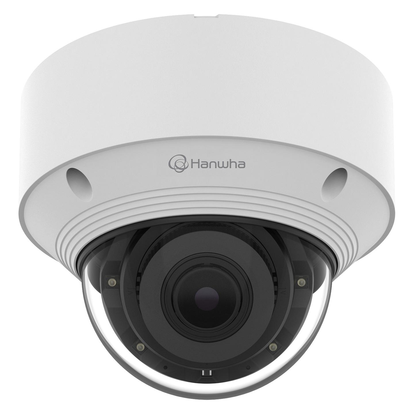 Kamerë Sigurie IP CCTV Hanwha Wisenet QNV-C8083R, 5MP, 3.2–10.2mm, Motorized Varifocal, IR 30m, WDR 120dB, AI, PoE, IP66, IK10 - Bardhë