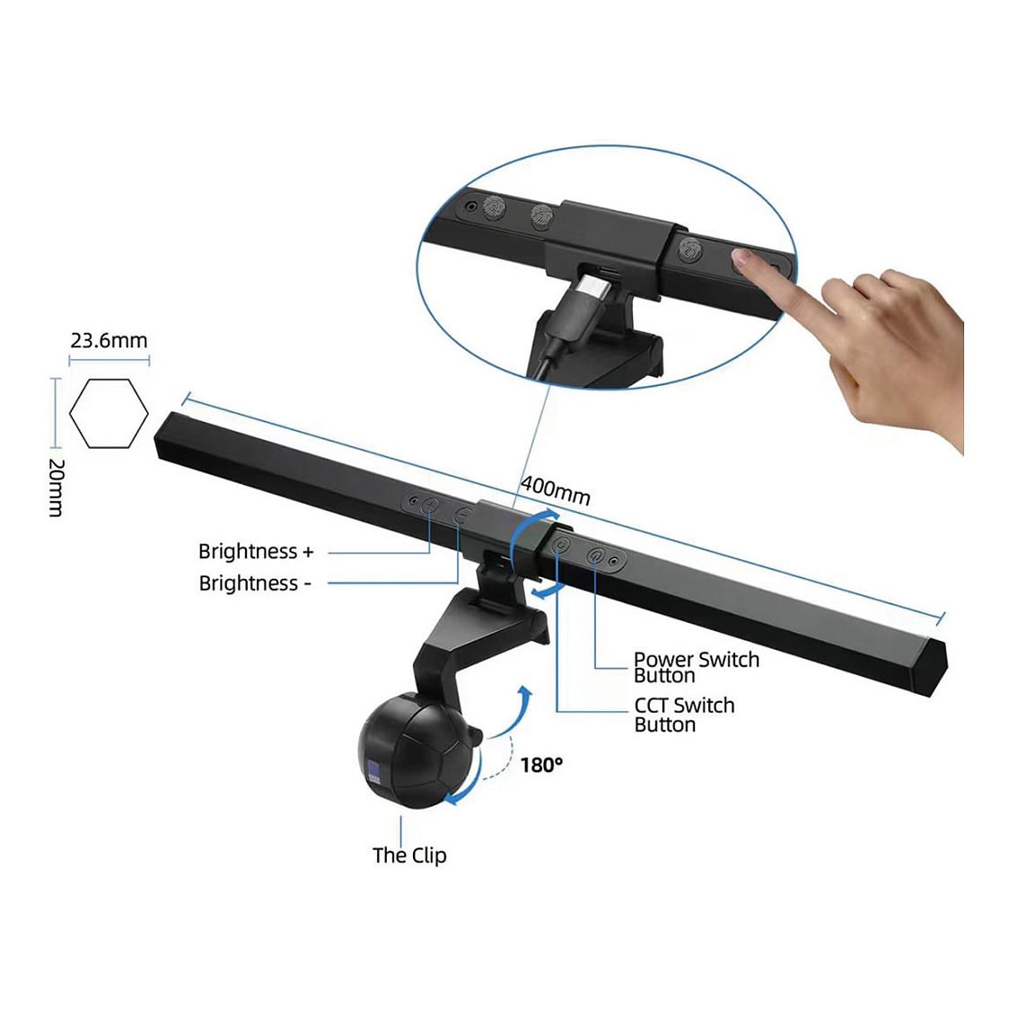 Llambë për Monitor Equip 245450 / USB / LED / Touch Control / 2800-6500K / 400lm - Zezë - 8