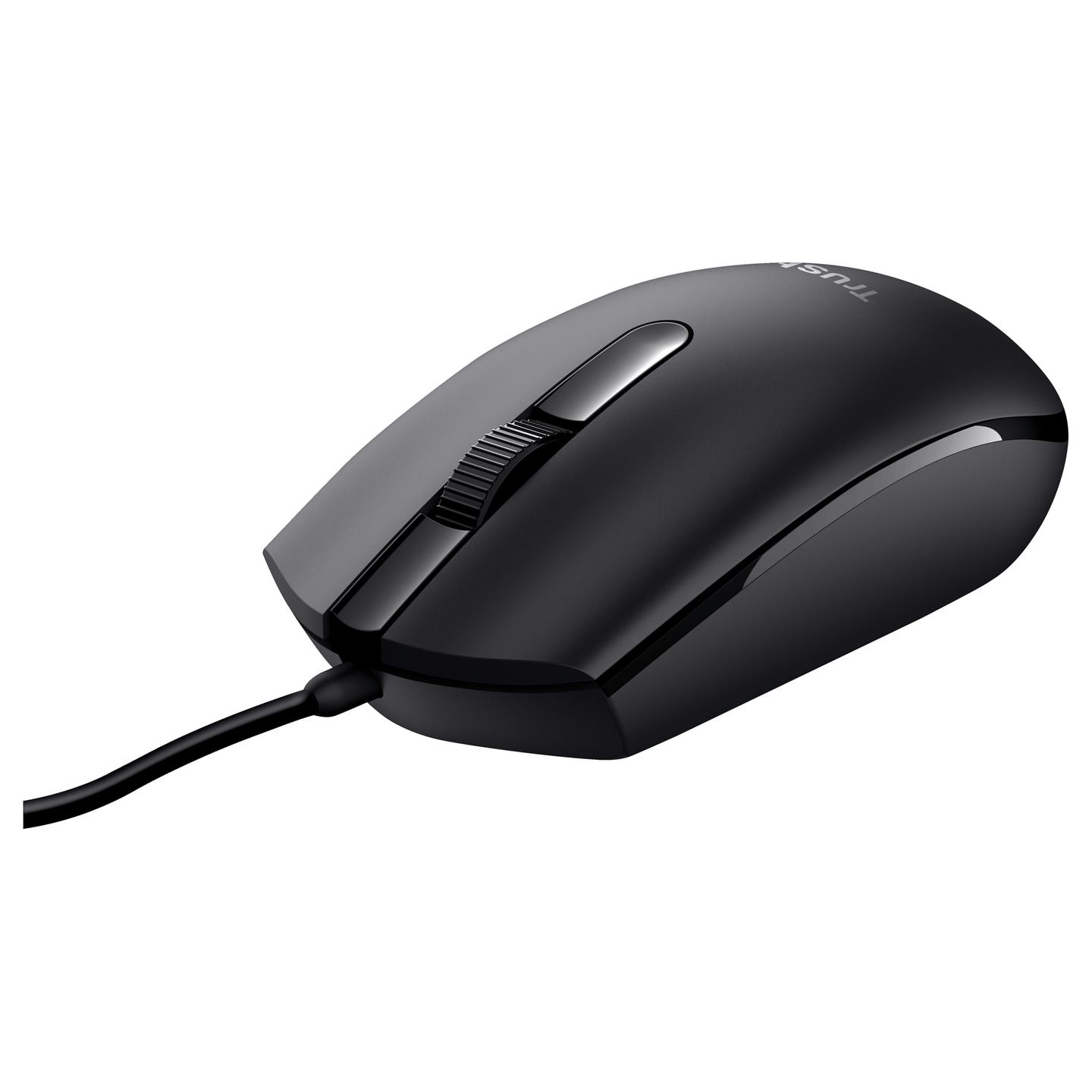 Maus me kabllo Trust Basi, USB-A, Sensor Optik, 1200 DPI, 3 Butona, Kabllo 1.6 m – Zezë