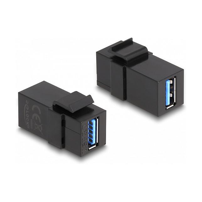 Modul Keystone DeLOCK 87831, USB 3.0 Type-A Femër në Type-A Femër, 5 Gbps – Zezë