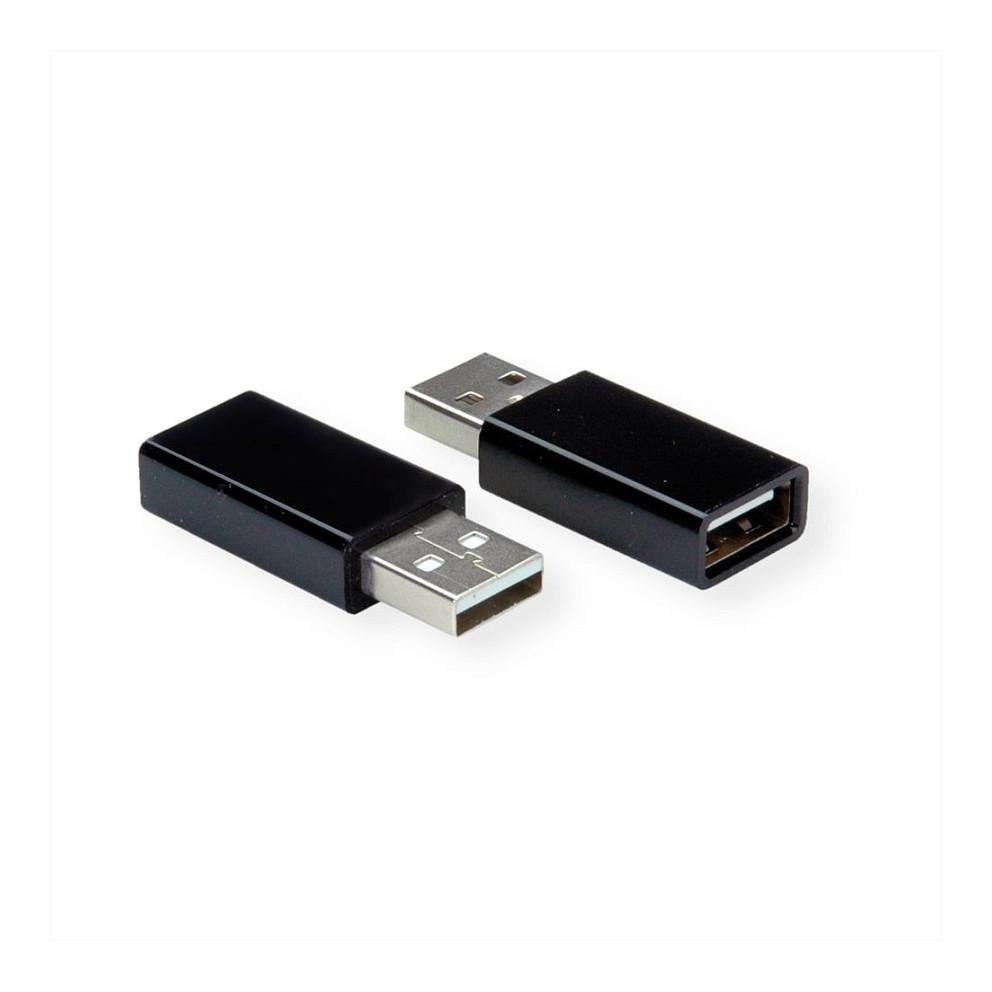 Adapter USB ROLINE 11028332 , USB-A Mashkull në USB-A Femër , Data Blocker - Zezë - 4