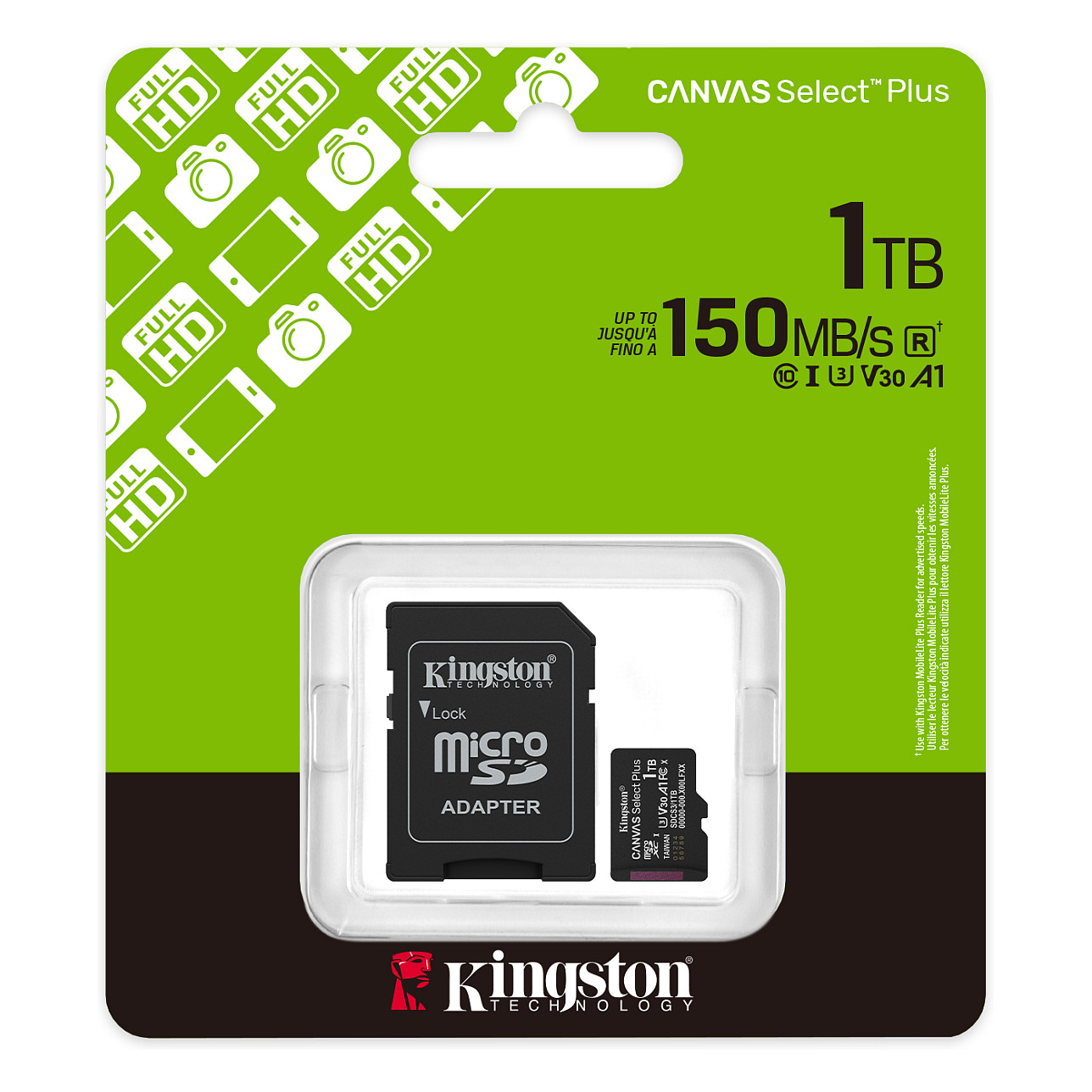 Kartë Memorie SD Kingston 1TB microSDXC Canvas Select Plus Gen3 150MB/s A1 + Adapter - 5