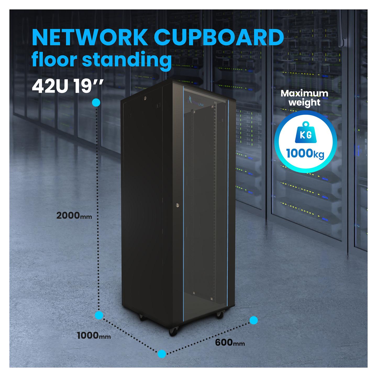 Rack Extralink EX.8611 / 42U / 600 × 1000 mm / 19" / Freestanding - Zezë - 17
