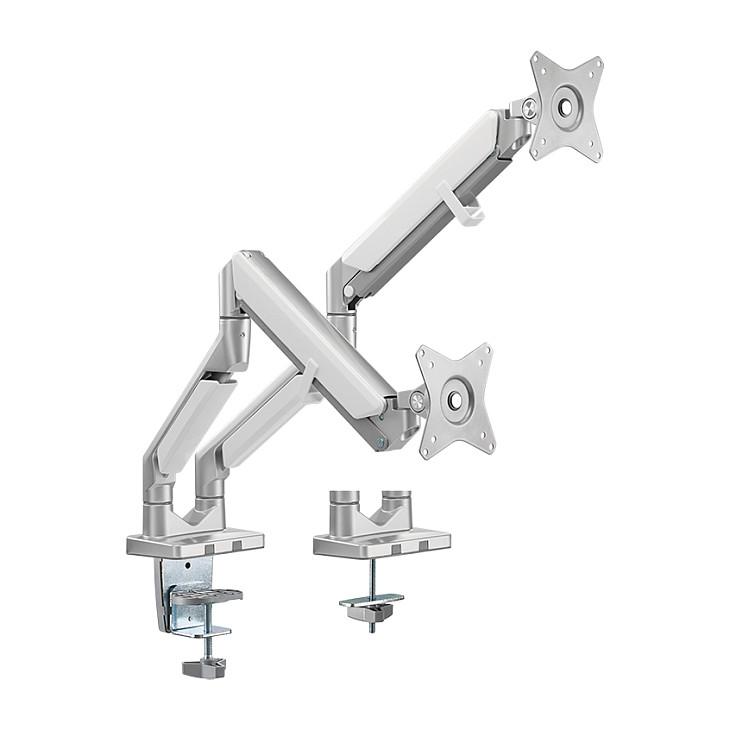 Mbajtëse për Monitor LogiLink BP0095 / 2 Monitorë / 17–32" / deri 9kg për Monitor / Gas Spring / VESA 75x75 & 100x100 / Rotacion 360° - Argjend - 1