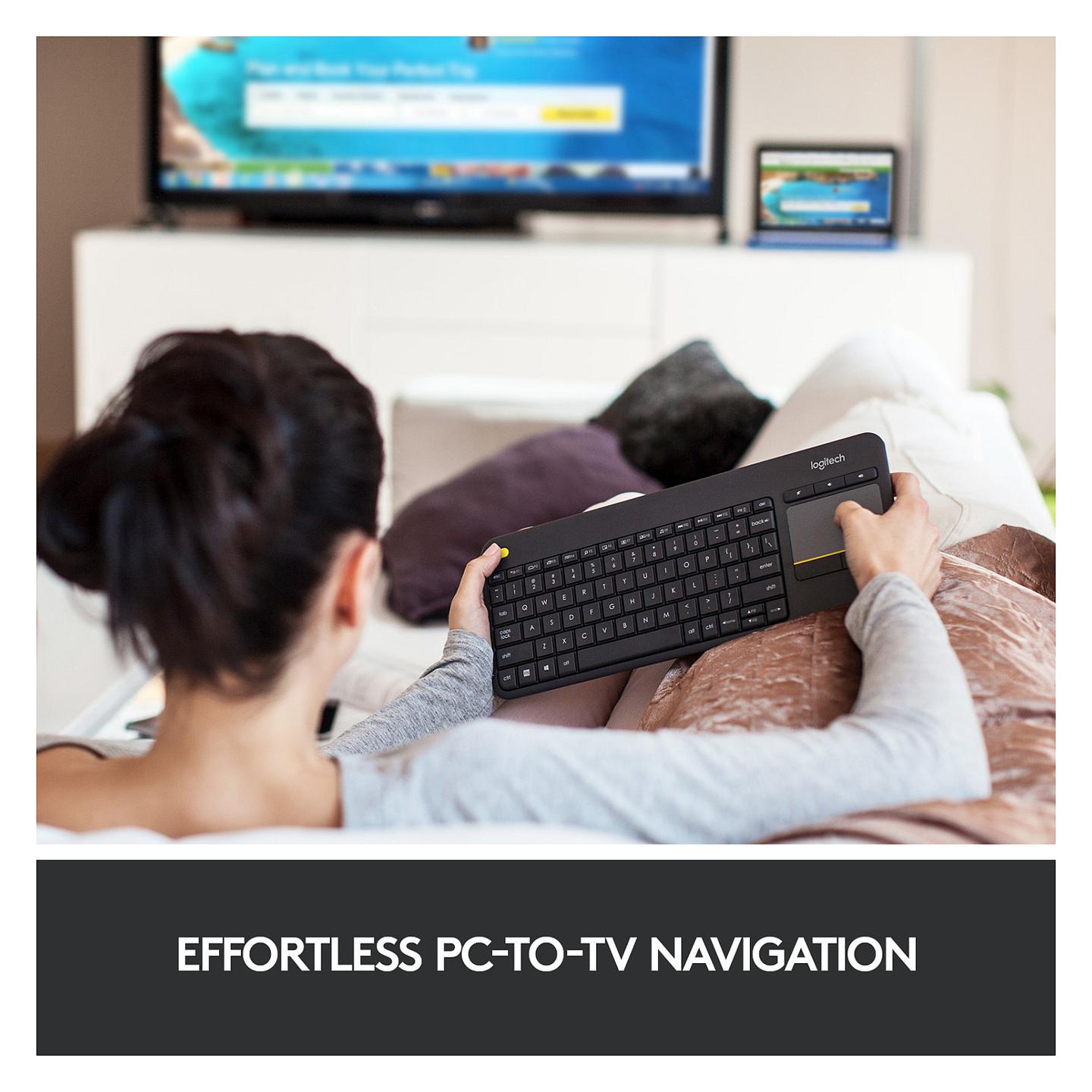 Tastierë pa kabllo Logitech K400 Plus / Me Touchpad / USB-A / QWERTZ / 2000 mAh – E zezë - 7