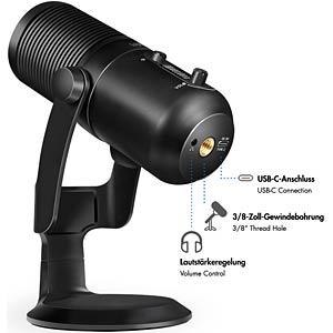 Mikrofon LogiLink HS0059 / USB-C / Kondensator / 192 kHz / 24-bit / Kardioid + 360° / RGB / 3.5mm - Zezë - 3