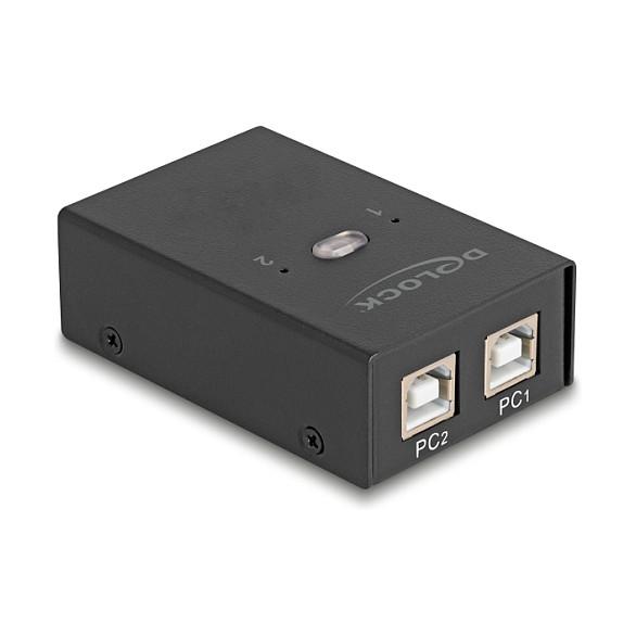 Switch USB DeLOCK 11505, USB 2.0, 2 PC në 4 Pajisje, 2x USB-B, 4x USB-A - Zezë