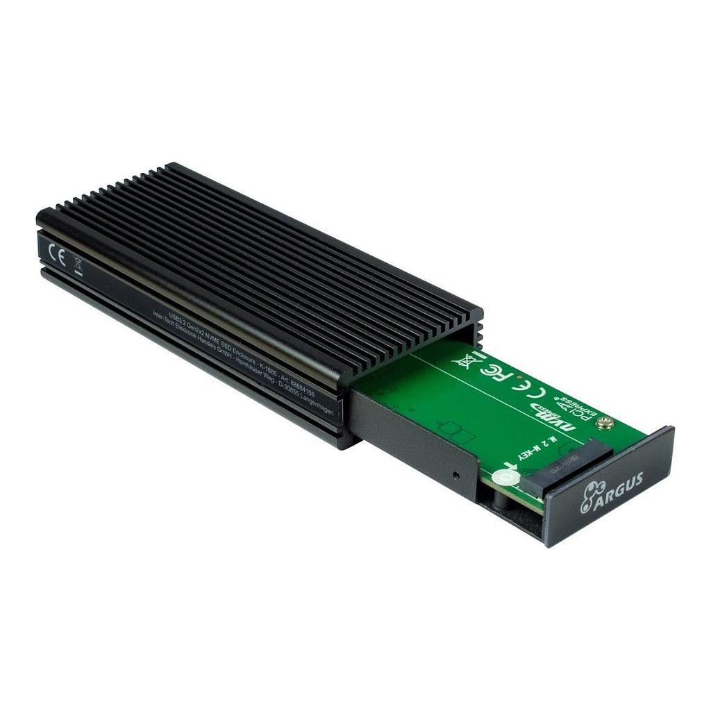 Këllëf i jashtëm për SSD Inter-Tech Argus K-1685, M.2 NVMe 2280, USB-C 3.2 Gen2, 10Gb/s, Alumin - Zezë - 2
