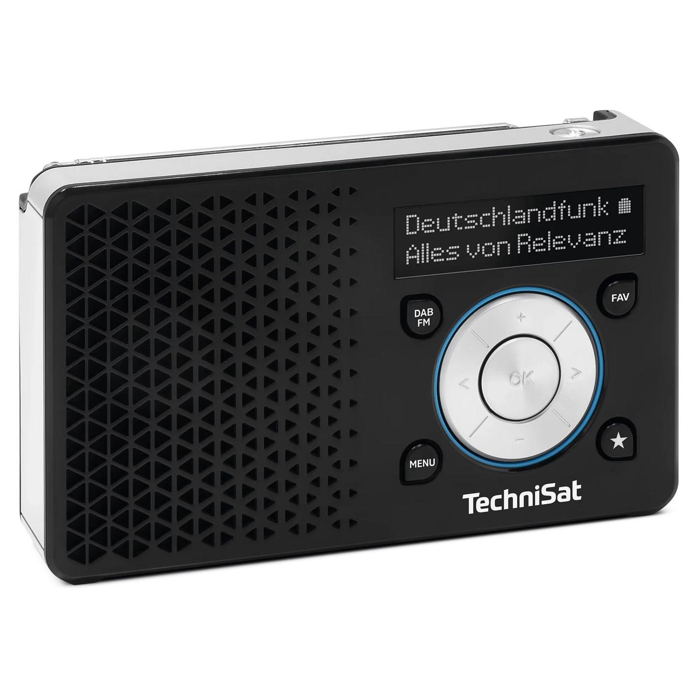 Radio portative TechniSat DIGITRADIO 1 A, DAB+, FM, 1W, ekran OLED, USB-C, dalje 3.5 mm - zezë dhe argjend - 3