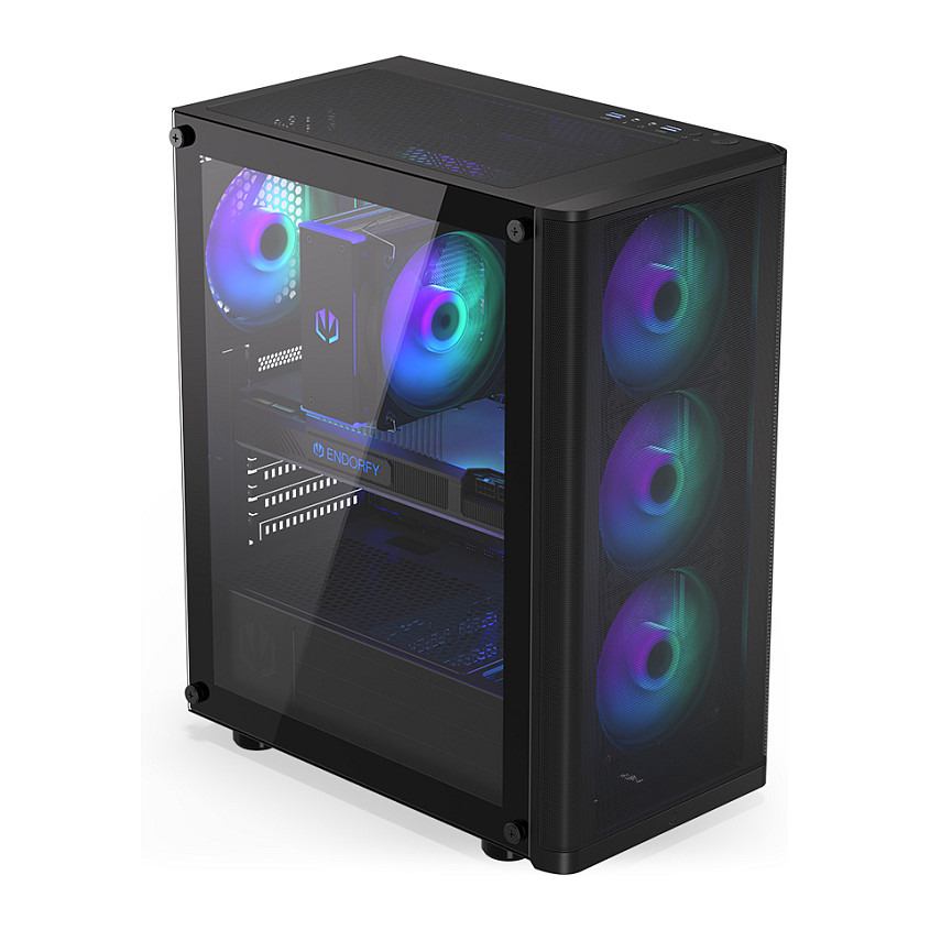 Kasë PC ENDORFY Ventum 200 ARGB / Midi Tower / ATX / 3x 120mm + 1x 120mm ARGB Fan / Tempered Glass - Zezë - 4