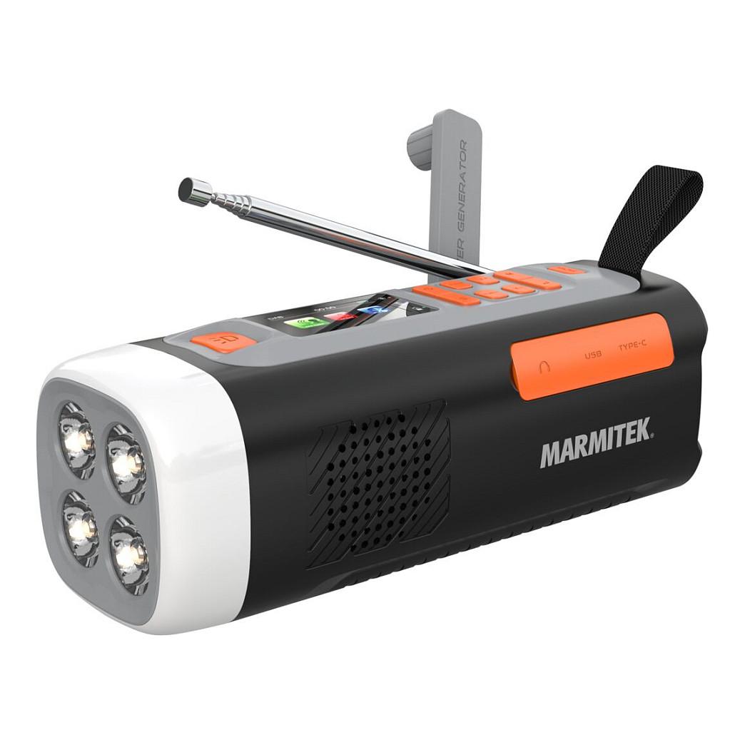 Radio portative Marmitek RESQ 200, DAB, DAB+, FM, 3 W RMS, Ekran LCD, Dalje për kufje 3,5 mm, USB-C, Me kurdisje - Zezë
