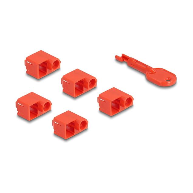 Bllokues Portash DeLOCK 20929, RJ-45, Set 10 Copë me Çelës Hapës - Kuq