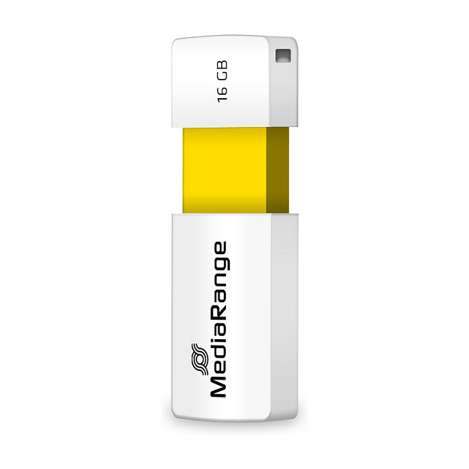 USB Flash Drive / MediaRange / 16GB / USB 2.0 / Slider / Verdhë - 1