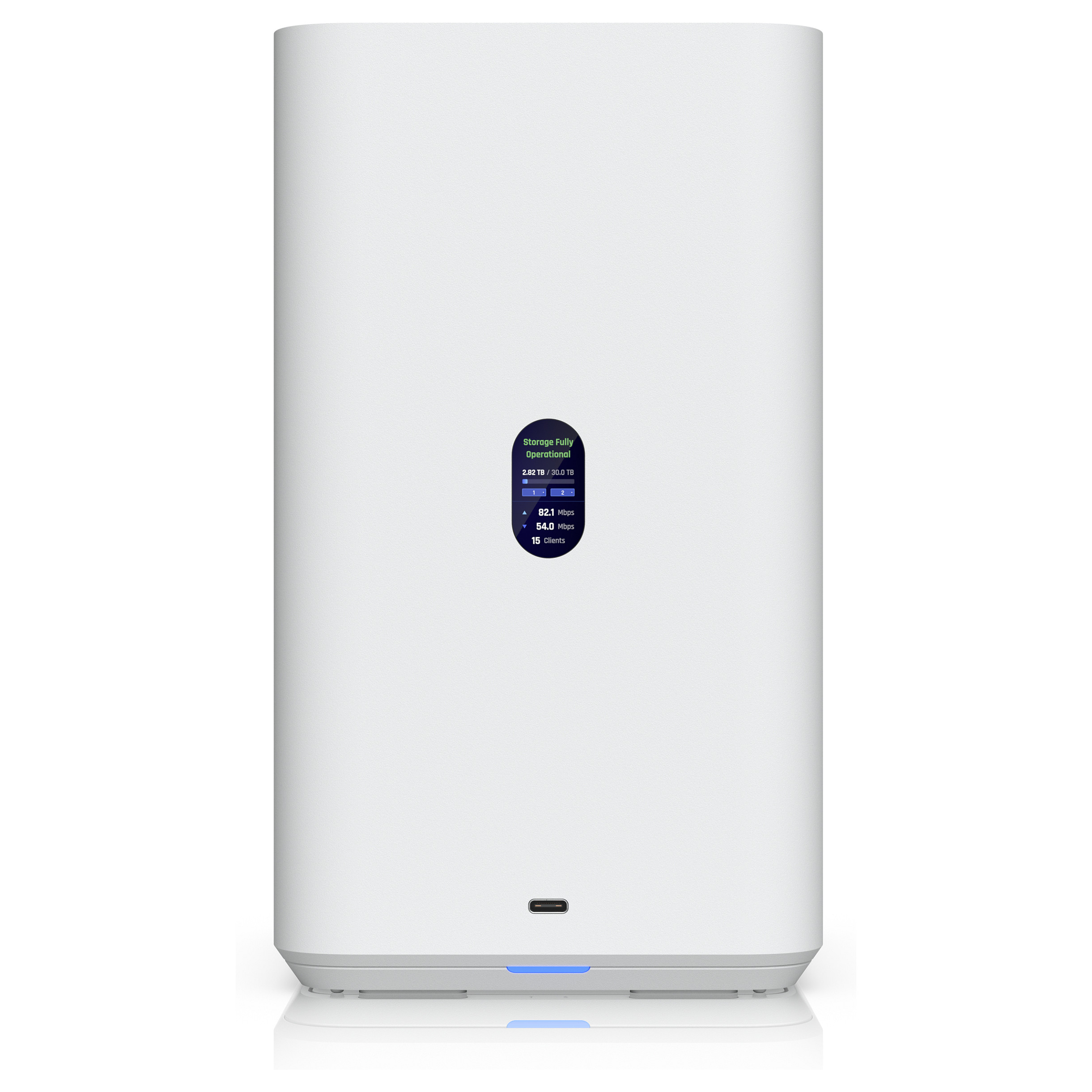 Ubiquiti UniFi UNAS-2-W – 2-Bay NAS, 2x SATA HDD, RAID 1, 2.5GbE, USB-C, PoE++, UniFi Drive Private Cloud