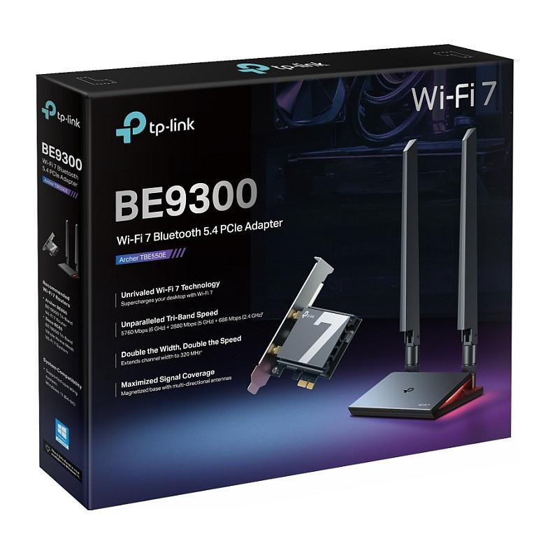 TP-Link Archer TBE550E BE9300 Tri-Band Wi-Fi 7 BT PCI Adapter - 8