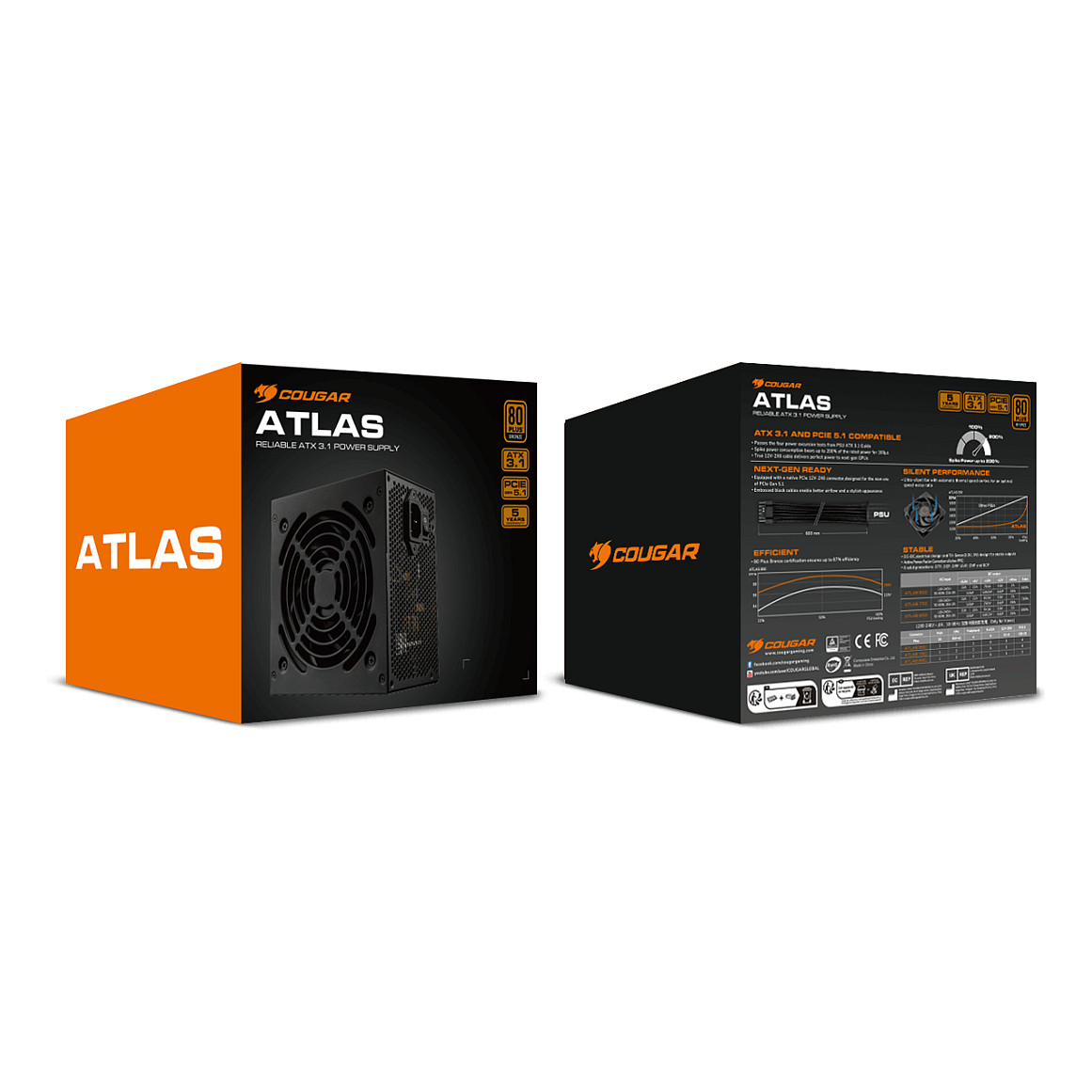 Furnizues Energjie COUGAR ATLAS 650 / 650W ATX3.1 Power Supply / 80+ Bronze Efficiency - 8