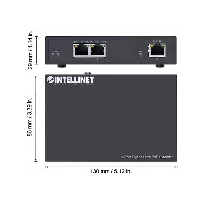 Intellinet Gigabit Ultra PoE Extender 60W 2-Port 100m PoE Repeater 802.3bt - 4