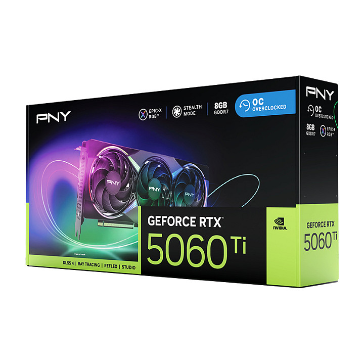 Kartelë Grafike Nvidia PNY RTX 5060 TI VERTO ARGB OC Triple Fan 8GB GDDR7 HDMI 3x - 9