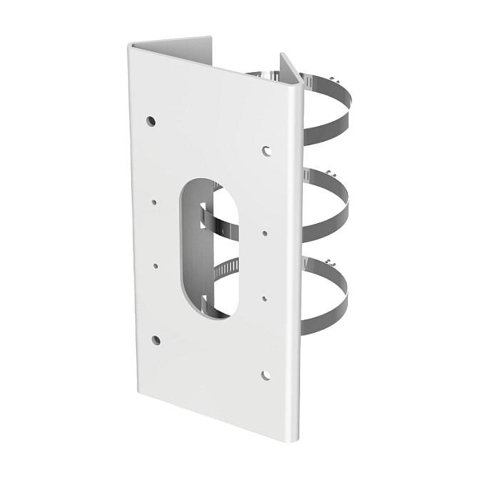 Mbajtëse për Kamerë Hikvision DS-1475ZJ-SUS, Montim Vertikal në Shtyllë, Ø67–127mm, Çelik Inoks, deri 10kg, 250 × 127 × 46mm - Bardhë