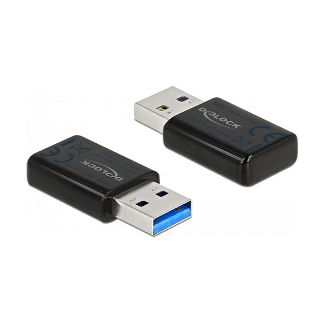 Kartelë Rrjeti DeLOCK 12550 / USB 3.2 Gen 1 / Wi-Fi 5 / Dual-Band / 867 + 300Mbps – Zezë