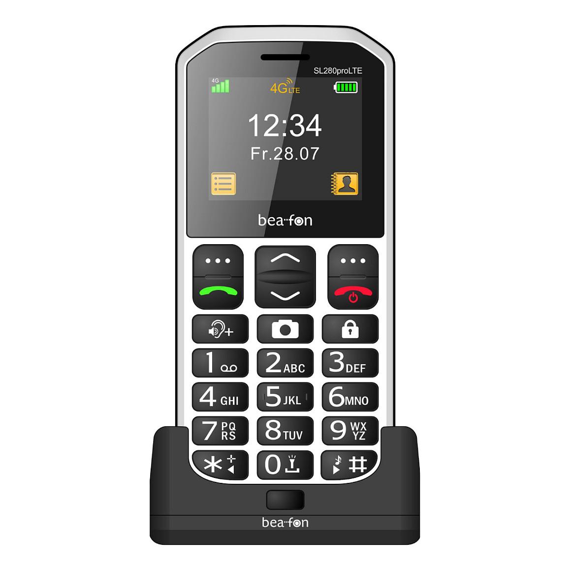 Telefon Mobil Bea-fon SL280pro LTE, 2", 4G LTE, buton SOS, kamerë, USB-C - Bardhë/Zezë