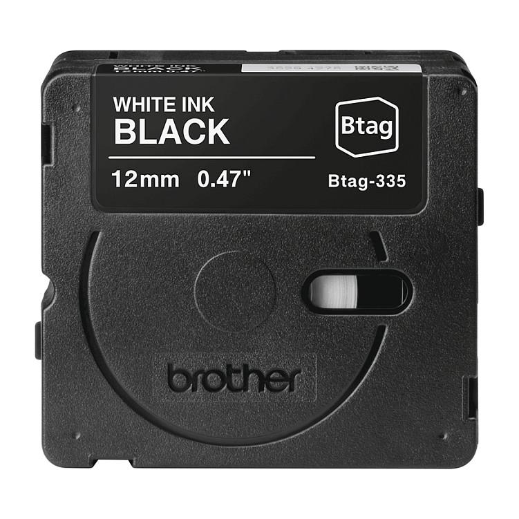 Shirit për Printer Brother BTAG-335 / 12 mm × 4 m - Bardhë mbi Zezë - 2